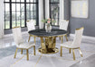 Mariano Furniture - 5 Piece Dining Room Set 4 White Faux Leather Chairs, Table Base and Chairs in Gold - BQ-D10L-4SC197 - GreatFurnitureDeal