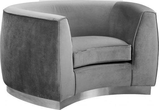 Meridian Furniture - Julian Velvet Chair in Grey - 621Grey-C - GreatFurnitureDeal