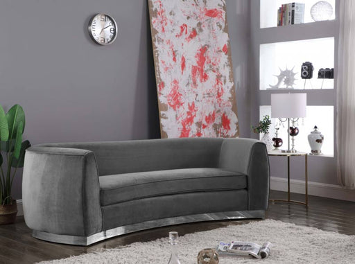 Meridian Furniture - Julian Velvet Sofa in Grey - 621Grey-S - GreatFurnitureDeal