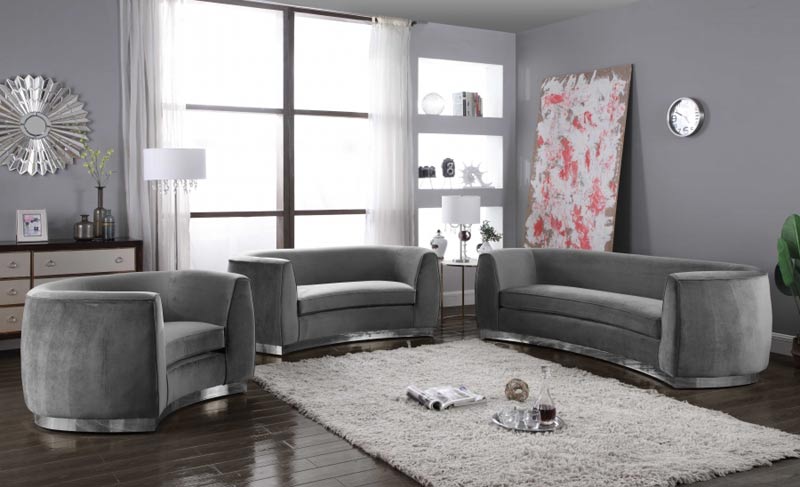 Meridian Furniture - Julian Velvet Chair in Grey - 621Grey-C