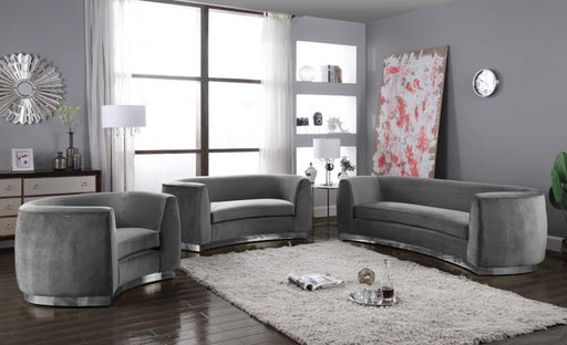 Meridian Furniture - Julian 3 Piece Living Room Set in Grey - 621Grey-S-3SET - GreatFurnitureDeal