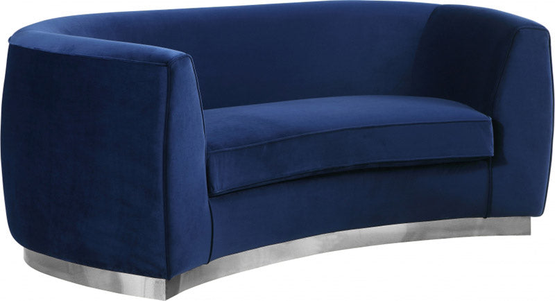 Meridian Furniture - Julian Velvet Loveseat in Navy - 621Navy-L - GreatFurnitureDeal