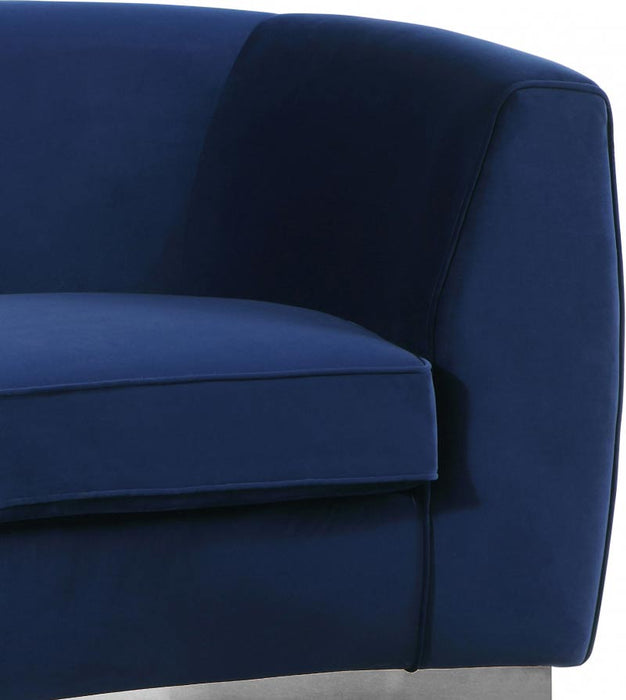 Meridian Furniture - Julian Velvet Sofa in Navy - 621Navy-S - GreatFurnitureDeal