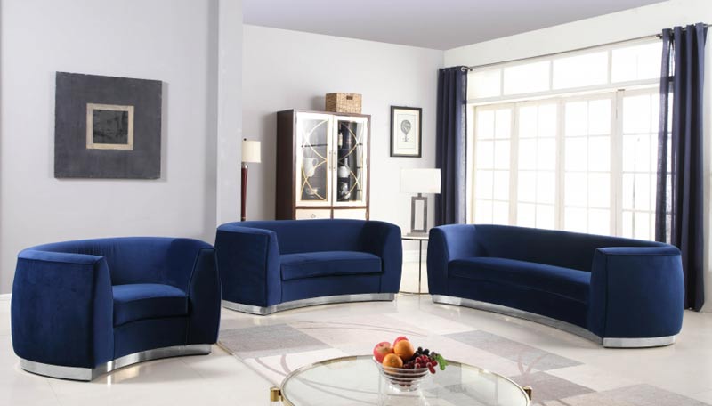 Meridian Furniture - Julian Velvet Loveseat in Navy - 621Navy-L - GreatFurnitureDeal