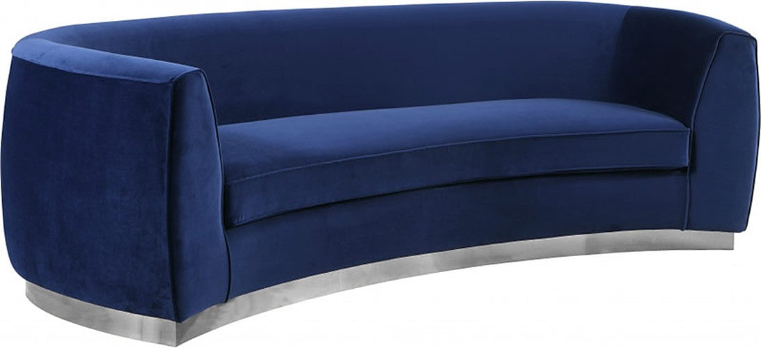 Meridian Furniture - Julian Velvet Sofa in Navy - 621Navy-S - GreatFurnitureDeal