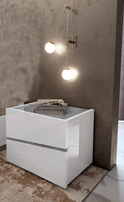 ESF Furniture - Luna 5 Piece Queen Bedroom Set in White with Alba cases - EXCLLUNABEDQSWHITE-5SET - GreatFurnitureDeal