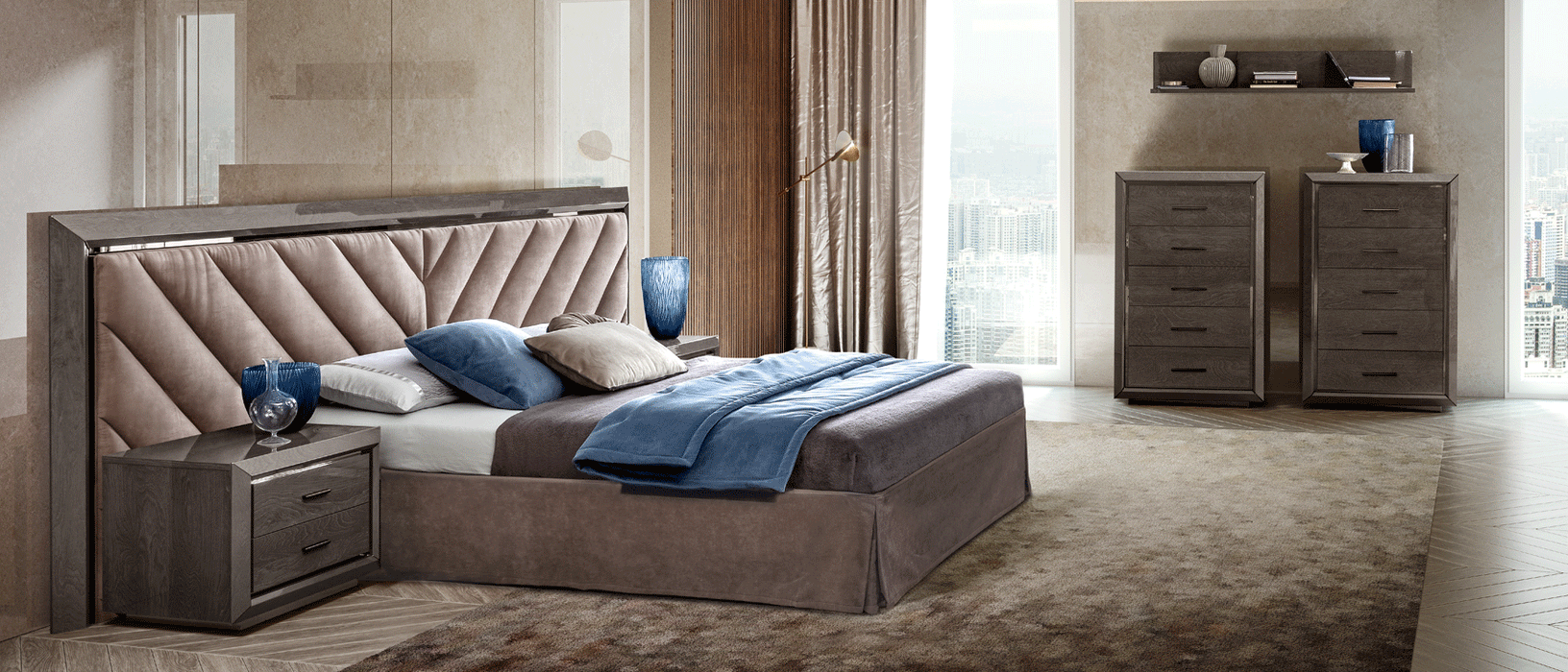 ESF Furniture - Elite Night BOISERIE 3 Piece King Bedroom Set in Silver Birch - ELITEKSBOISERIE-3SET - GreatFurnitureDeal