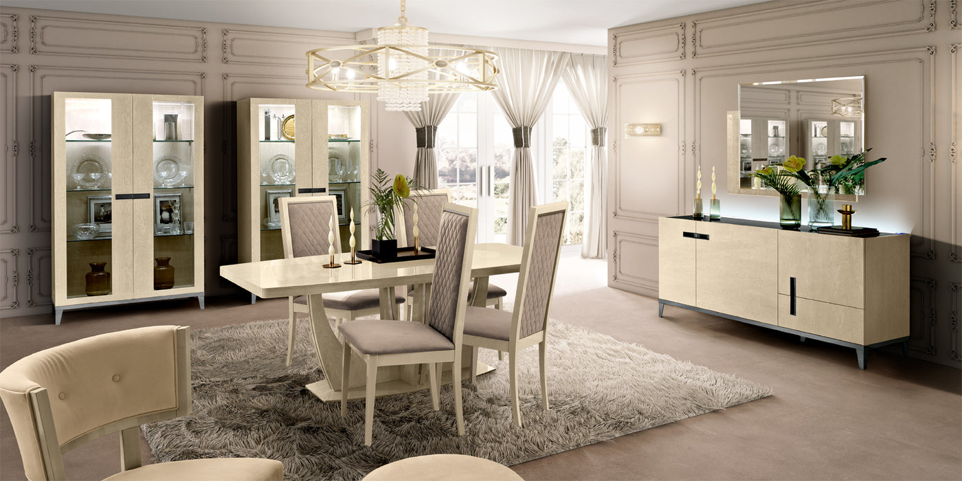 ESF Furniture - Elite Ivory with Ambra 11 Piece Dining Room Set w-1ext - ELITE2DRBUFFETIVORY-11SET