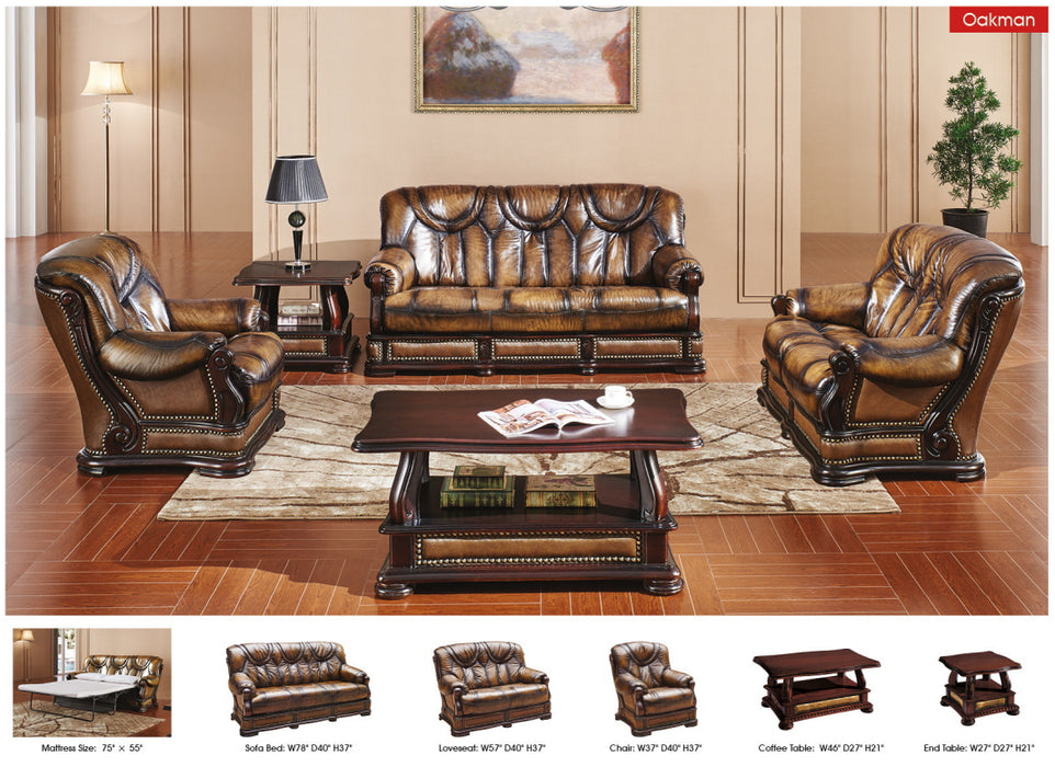 ESF Furniture - Oakman 3 Piece Living Room Set in Dark Brown - OAKMAN3F-3SET