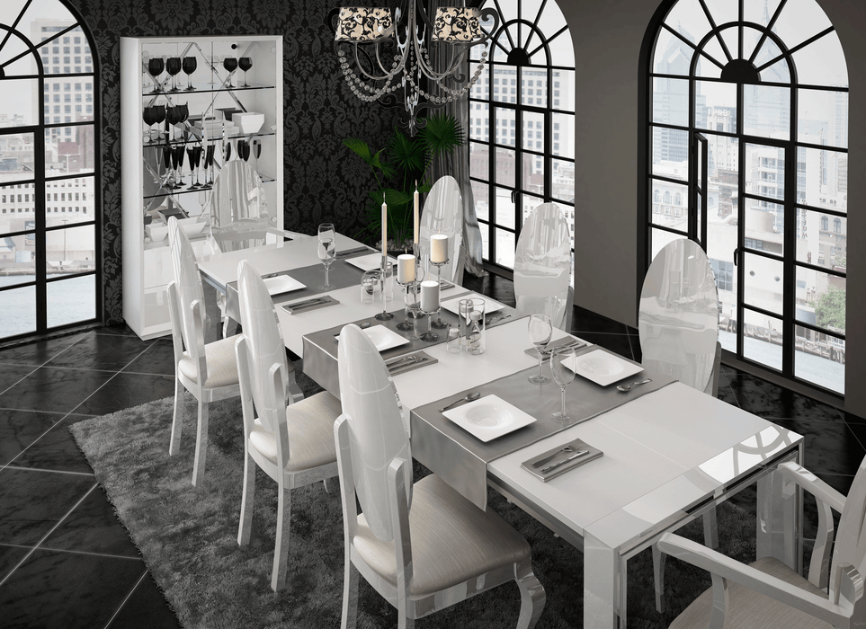 ESF Furniture - Carmen Dining Table 5 Piece Dining Room Set in White - CARMENTABLEWHITE-5SET