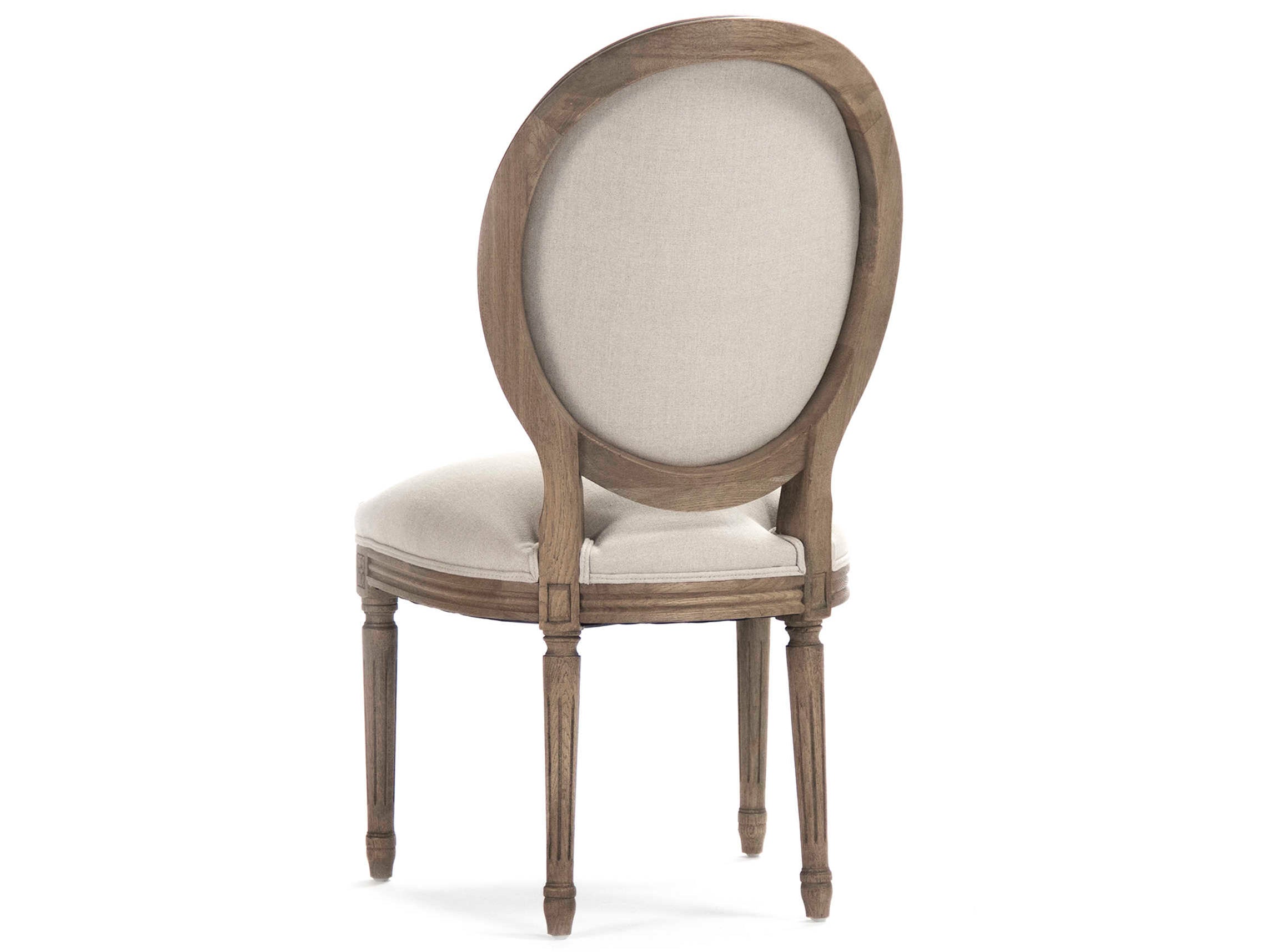 Zentique Medallion Natural Linen / Reclaimed Elm Side Dining Chair