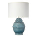 Jamie Young Company - Kaya Table Lamp in Blue Ceramic with Classic Drum Shade in Sea Salt Linen - 9KAYABLD71CL - GreatFurnitureDeal