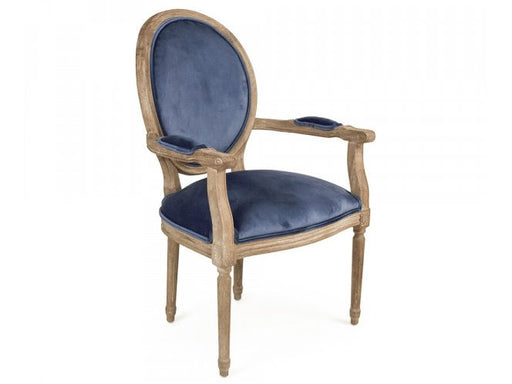 Zentique - Medallion Blue Velvet Arm Dining Chair - B009 E272 11905 - GreatFurnitureDeal