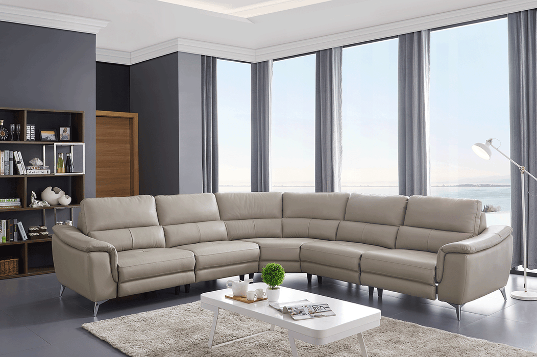 ESF Furniture - 951 Sectional Sofa with 2 Electric recliners in light Grey Taupe - 951SECTIONALR