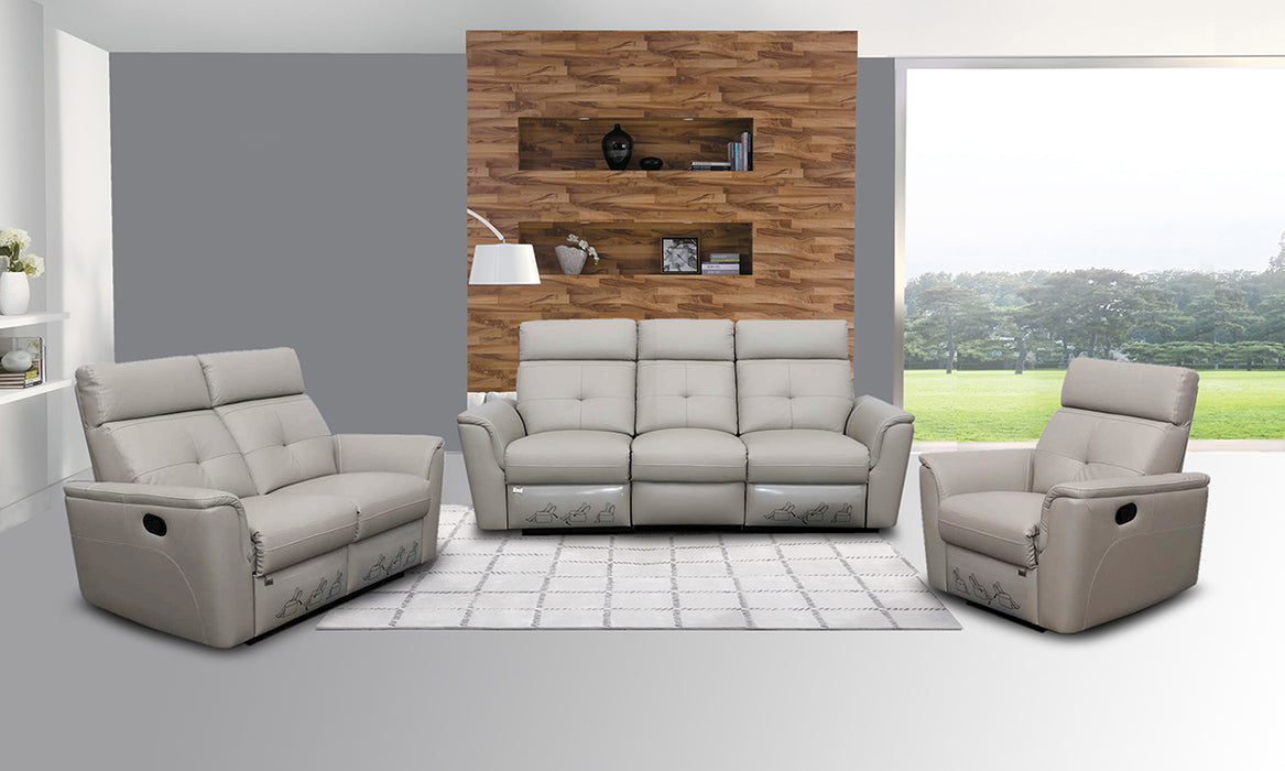ESF Furniture -  8501 3 Piece Living w/Manual Recliner Room Set in Light Gray - 85013LIGHTGREYSLC-3SET - GreatFurnitureDeal