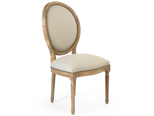 Zentique - Medallion Natural Linen Side Dining Chair - B004 E272 A003 w/ Nailhead - GreatFurnitureDeal
