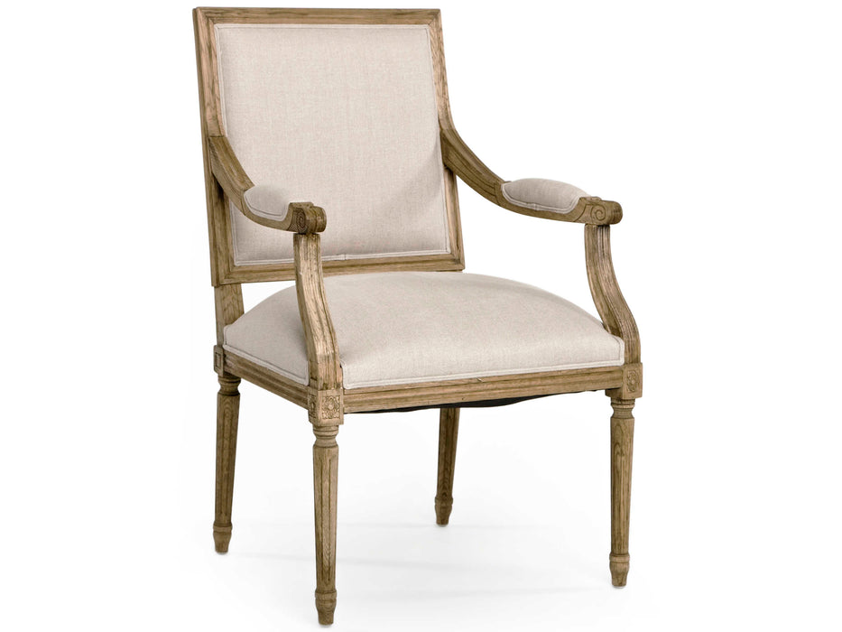 Zentique - Louis Natural Linen / Natural Oak Arm Dining Chair - B008 E255 A003 - GreatFurnitureDeal