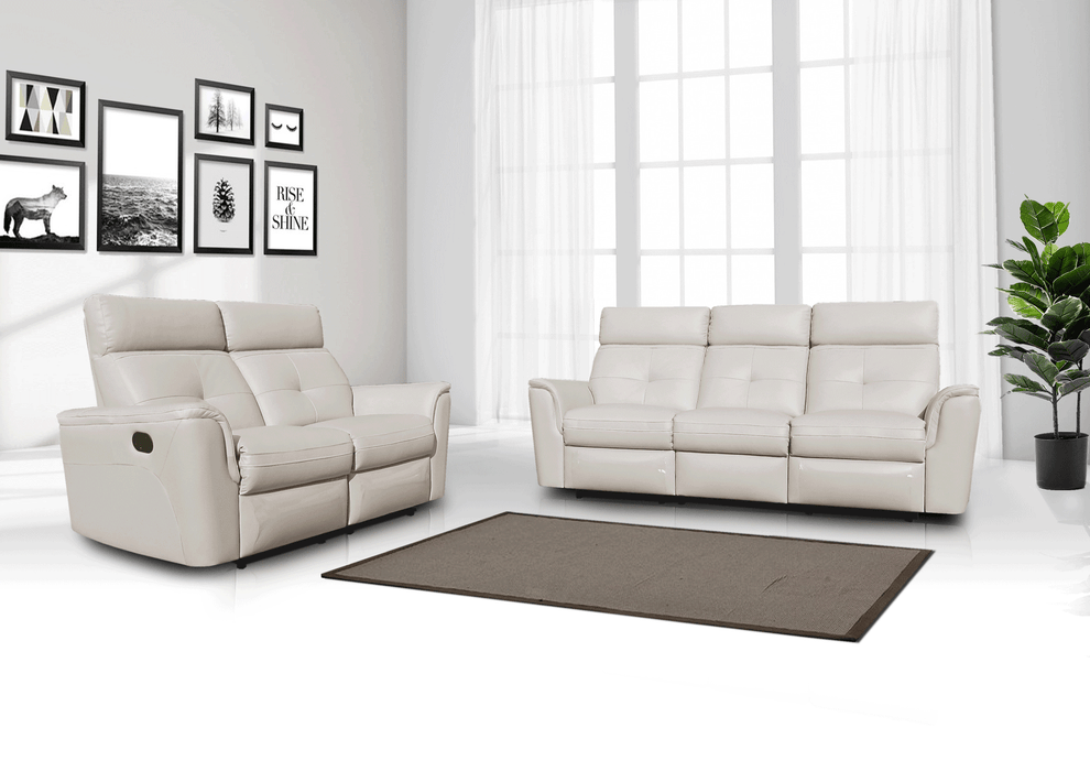 ESF Furniture - 8501 Living Room 3 Piece Living w/Manual Recliner Room Set in White - 85013SNOWWHITE