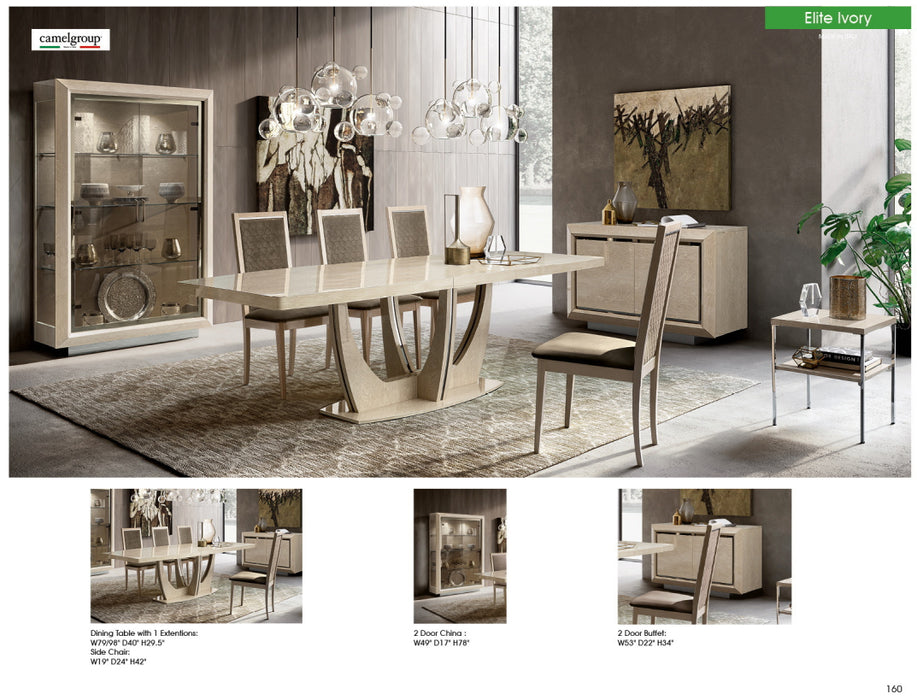 ESF Furniture - Elite Ivory with Ambra 8 Piece Dining Room Set w-1ext - ELITE2DRBUFFETIVORY-8SET - GreatFurnitureDeal
