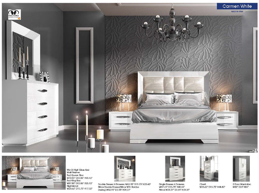 ESF Furniture - Carmen 3 Piece Bedroom Queen Bed Set in White - CARMENBEDQSWHITE-3SET - GreatFurnitureDeal