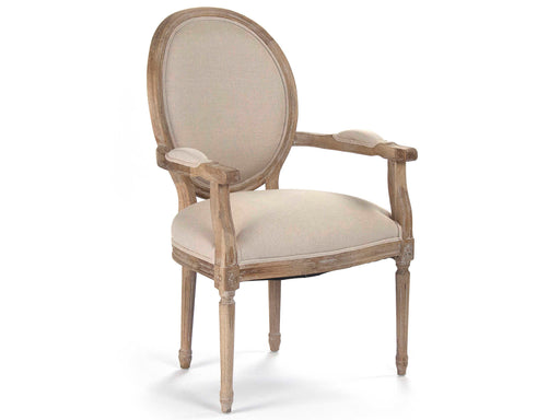 Zentique - Medallion Natural Linen / Limed Grey Arm Dining Chair - B009 E272 A003 - GreatFurnitureDeal