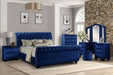 GFD Home - Kendall Queen 4 Pc Tufted Upholstery Vanity Bedroom Set Made With Wood In Blue - GreatFurnitureDeal