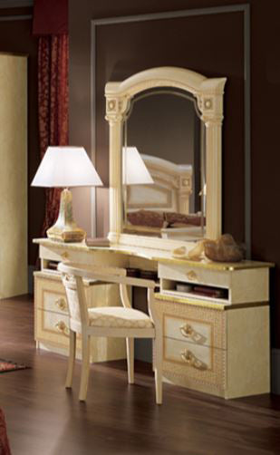 ESF Furniture - Aida Vanity Dresser with Mirror Set in Ivory-Gold - AIDAVDRESSER-M ESF Furniture - Aida Vanity Dresser with Mirror Set in Ivory-Gold - AIDAVDRESSER-M