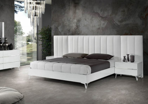 VIG Furniture - Nova Domus Angela - Italian Modern White Eco Leather Bed w- Nightstands and Wings - VGACANGELA-SET-WINGS - GreatFurnitureDeal