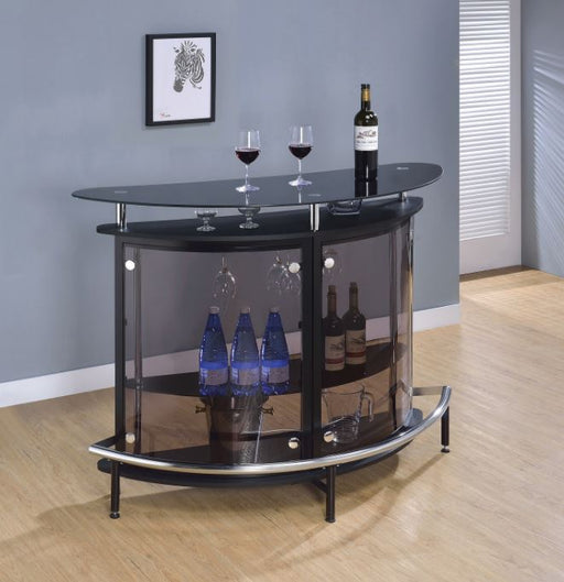 Coaster Furniture - 2-Tier Bar Unit Black And Chrome - 101065 - GreatFurnitureDeal