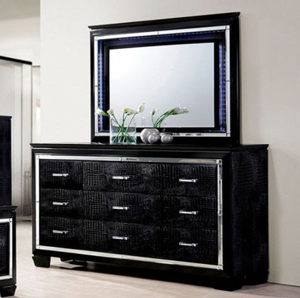 Furniture of America - Bellanova Dresser and Mirror in Black - CM7979BK-D-M - GreatFurnitureDeal