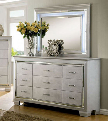 Furniture of America - Bellanova Dresser and Mirror in Silver - CM7979SV-D-M - GreatFurnitureDeal
