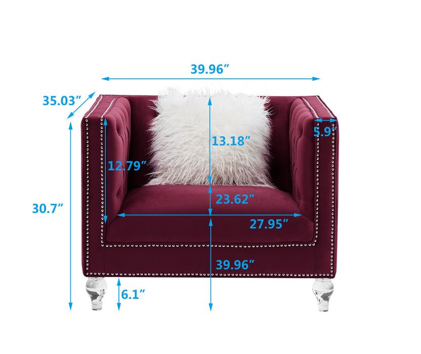 GFD Home - red dutch velvet\n1+2+3 Combination Sofa - GreatFurnitureDeal