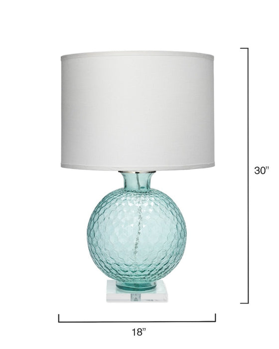 Jamie Young Company - Clark Table Lamp in Aqua with Large Drum Shade in White Linen - 1CLAR-TLAQ - GreatFurnitureDeal