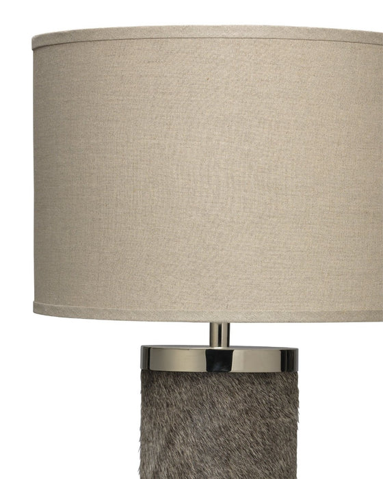 Jamie Young Company - Column Table Lamp in Grey Hide with Classic Drum Shade in Natural Linen - 1COLU-TLGH