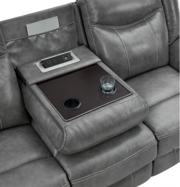 Coaster Furniture - Conrad Manual Reclining Sofa in Grey - 650354