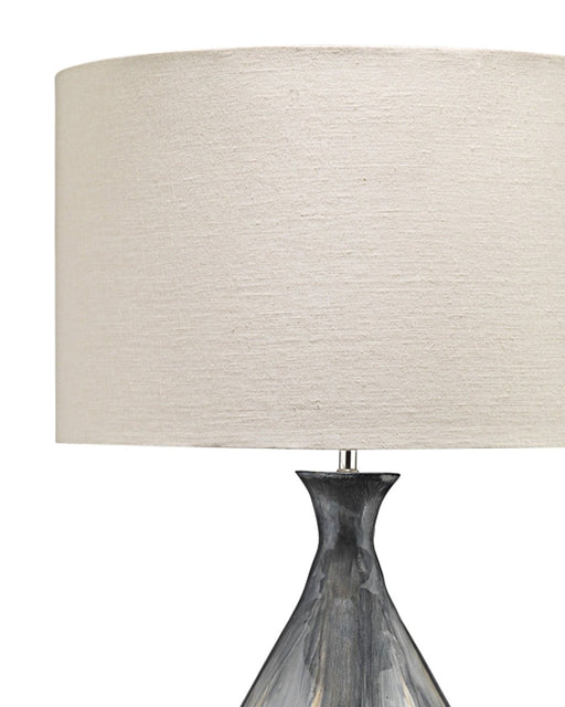 Jamie Young Company - Daybreak Table Lamp in Grey Enameled Metal with Drum Shade in Stone Linen - 1DAYB-TLGR - GreatFurnitureDeal