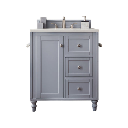 James Martin Furniture - Copper Cove Encore 30" Single Vanity, Silver Gray, w- 3 CM Eternal Jasmine Pearl Quartz Top - 301-V30-SL-3EJP - GreatFurnitureDeal