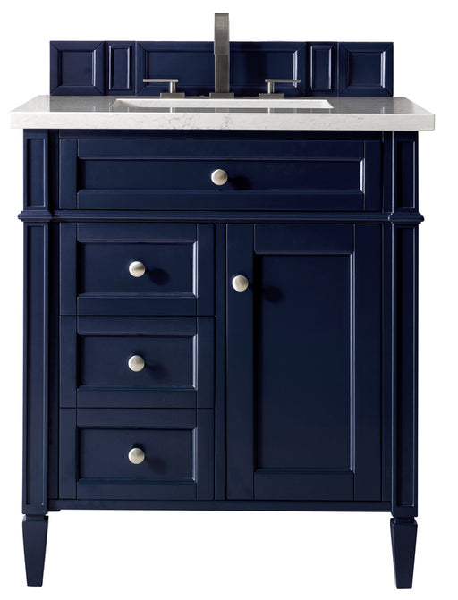 James Martin Furniture - Brittany 30" Single Vanity, Victory Blue w- 3 CM Carrara Marble Top - 650-V30-VBL-3CAR - GreatFurnitureDeal