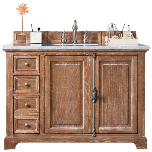 James Martin Furniture - Providence 48" Single Vanity Cabinet, Driftwood, w- 3 CM Eternal Jasmine Pearl Quartz Top - 238-105-5211-3EJP - GreatFurnitureDeal