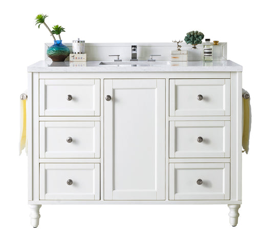 James Martin Furniture - Copper Cove Encore 48" Single Vanity, Bright White w- 3 CM Arctic Fall Solid Surface Top - 301-V48-BW-3AF - GreatFurnitureDeal