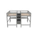 GFD Home - Twin & Twin Size Loft Bed with 2 Built-in Desks and Shelves, Storage Staircase, Gray - GreatFurnitureDeal