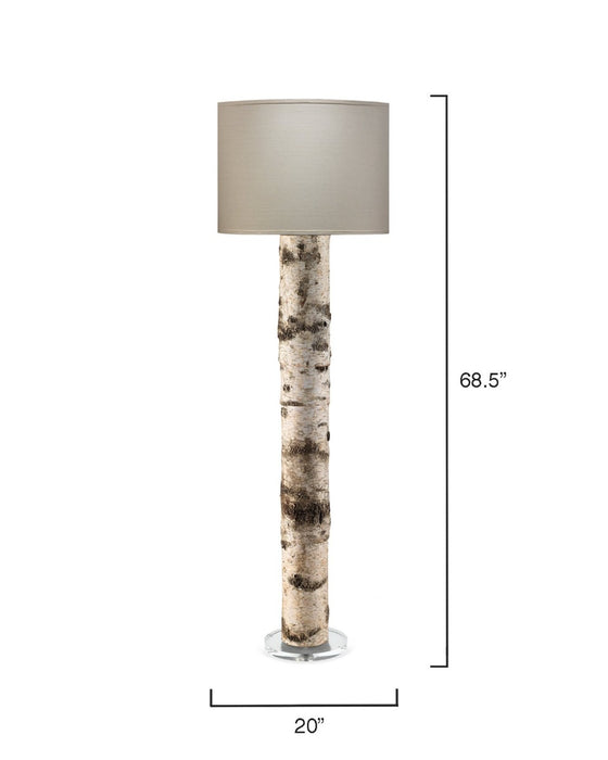 Jamie Young Company - Forrester Floor Lamp in Birch Veneer with Drum Shade in Stone Linen - 1FORR-FLBI