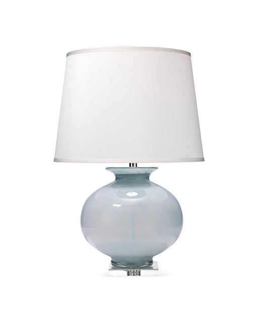 Jamie Young Company - Heirloom Table Lamp in Cornflower Blue Glass with Large Open Cone Shade in White Linen - 9HEIRLOOMBLU - GreatFurnitureDeal