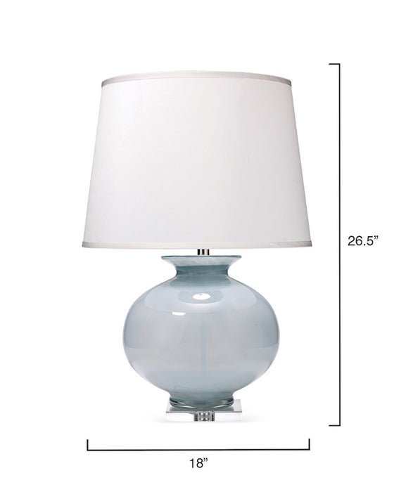 Jamie Young Company - Heirloom Table Lamp in Cornflower Blue Glass with Large Open Cone Shade in White Linen - 9HEIRLOOMBLU