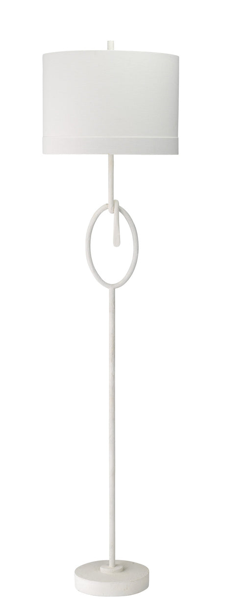 Jamie Young Company - Knot Floor Lamp in White Gesso with Wide Oval Shade in Off White Linen - 1KNOT-FLWH - GreatFurnitureDeal