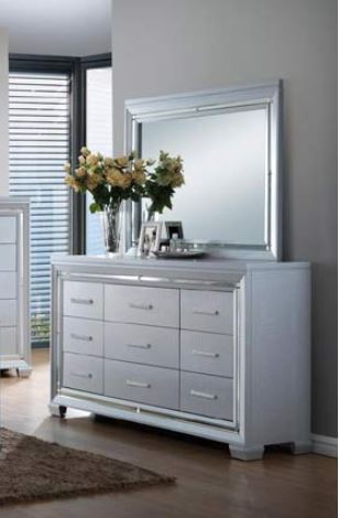 Myco Furniture - Luca Dresser with Mirror in Silver - LU735-DR-M - GreatFurnitureDeal