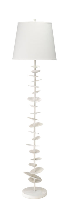 Jamie Young Company - Petals Floor Lamp in White Gesso with Cone Shade in Off White Linen - 1PETA-FLWH - GreatFurnitureDeal