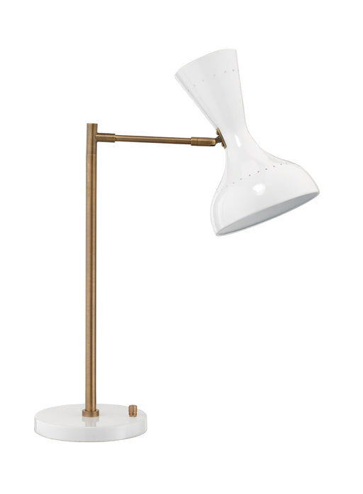 Jamie Young Company - Pisa Swing Arm Table Lamp in White Lacquer & Antique Brass Metal - 1PISA-TLWH
