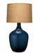 Jamie Young Company - Plum Jar Table Lamp, Extra Large in Navy Blue Glass with Large Drum Shade in Natural Burlap - 1PLUM-XLBL - GreatFurnitureDeal
