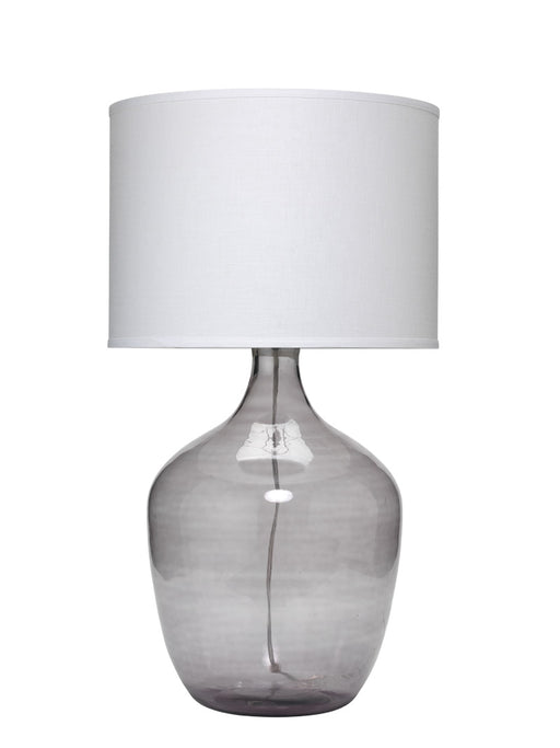 Jamie Young Company - Plum Jar Table Lamp, Extra Large in Grey Glass with Large Drum Shade in White Linen - 1PLUM-XLGR - GreatFurnitureDeal